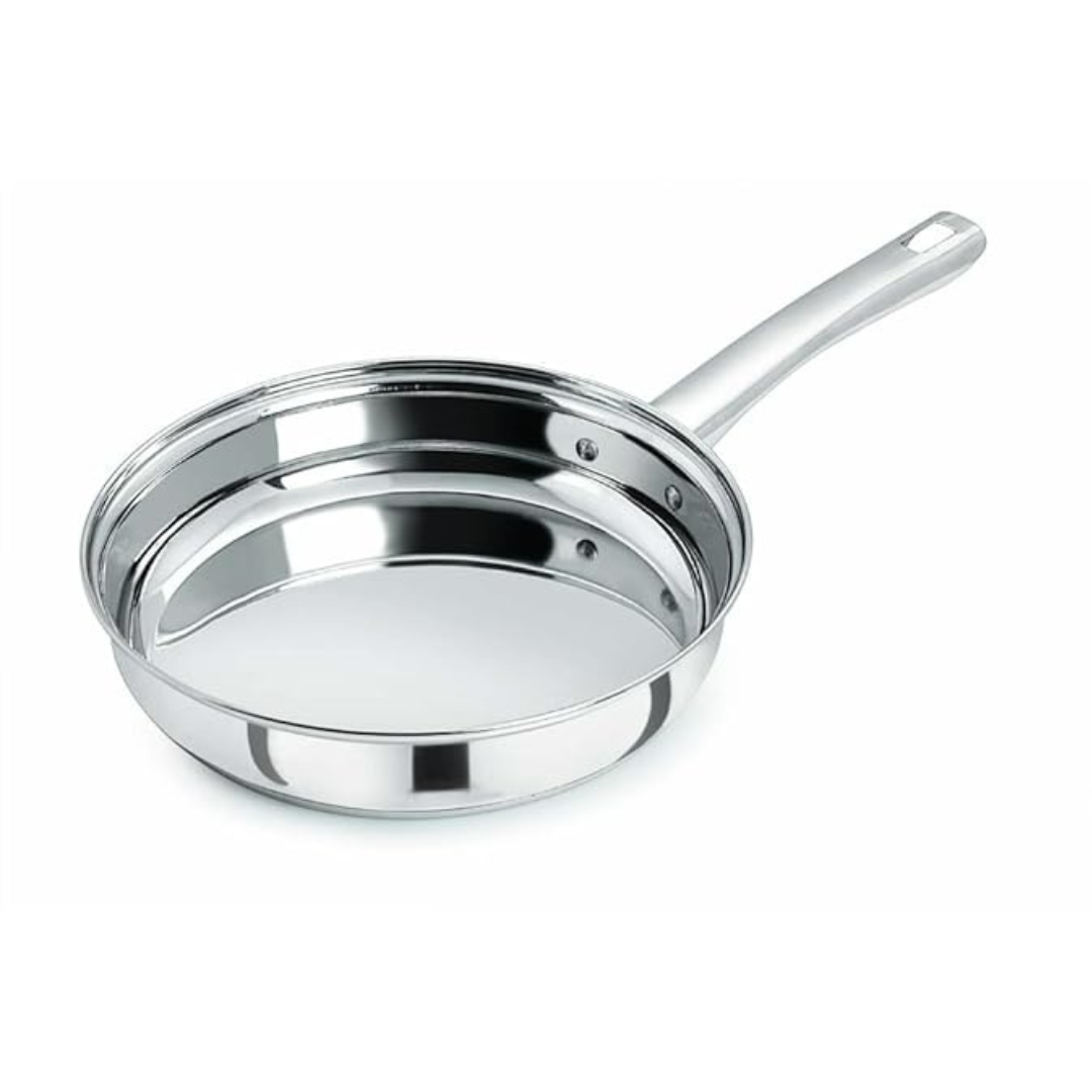 Pristine Heavy Gauge Induction Compatible Stainless Steel Sandwich Base Long Handle Fry Pan