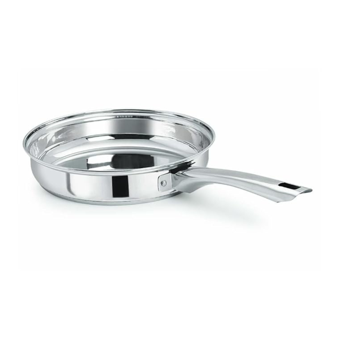 Pristine Heavy Gauge Induction Compatible Stainless Steel Sandwich Base Long Handle Fry Pan
