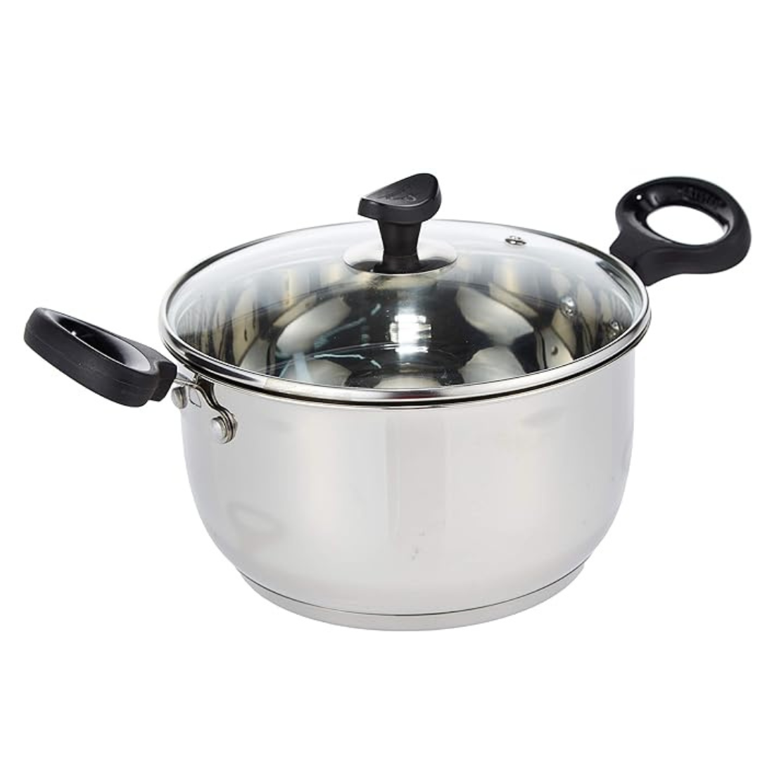 Crystal Stainless Steel Casserole with Glass Lid| 200 mm - 1300 gms