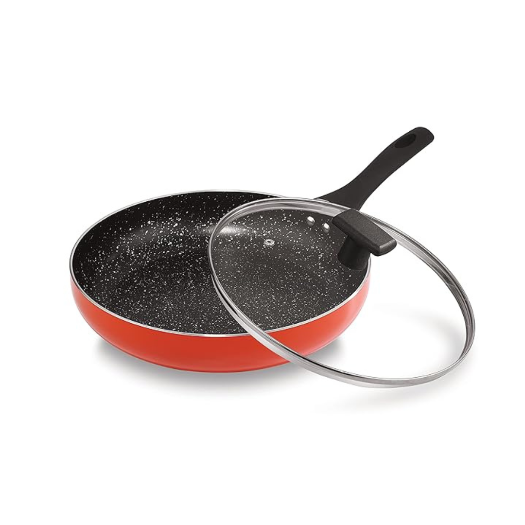 Neelam Non-Stick Deep Fry Pan with Glass Lid 22 cm - 1350 gms