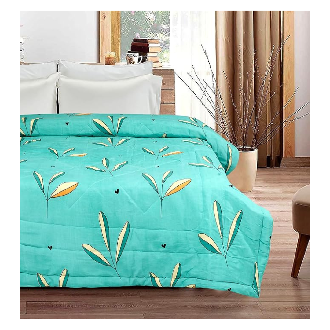 Bsb Home 2nd Gen 220 Gsm Microfiber Reversible Ac Comforter blanket For Winter King Size Double Bed (230X250 cm, Blue Flower)
