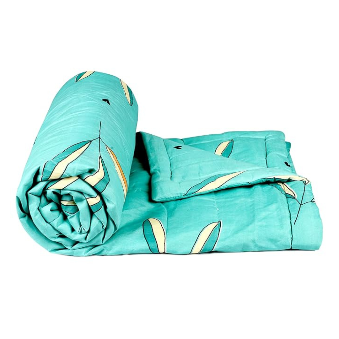 Bsb Home 2nd Gen 220 Gsm Microfiber Reversible Ac Comforter blanket For Winter King Size Double Bed (230X250 cm, Blue Flower)
