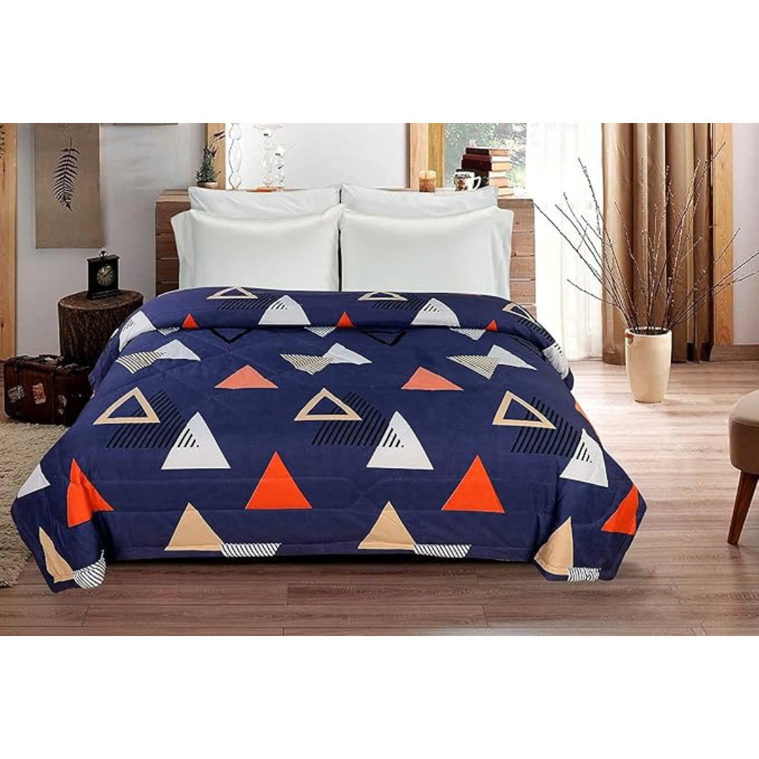 Bsb Home 2nd Gen 220 Gsm Microfiber Reversible Ac Comforter blanket For Winter King Size Double Bed 230X250 cm, White Blue and Red