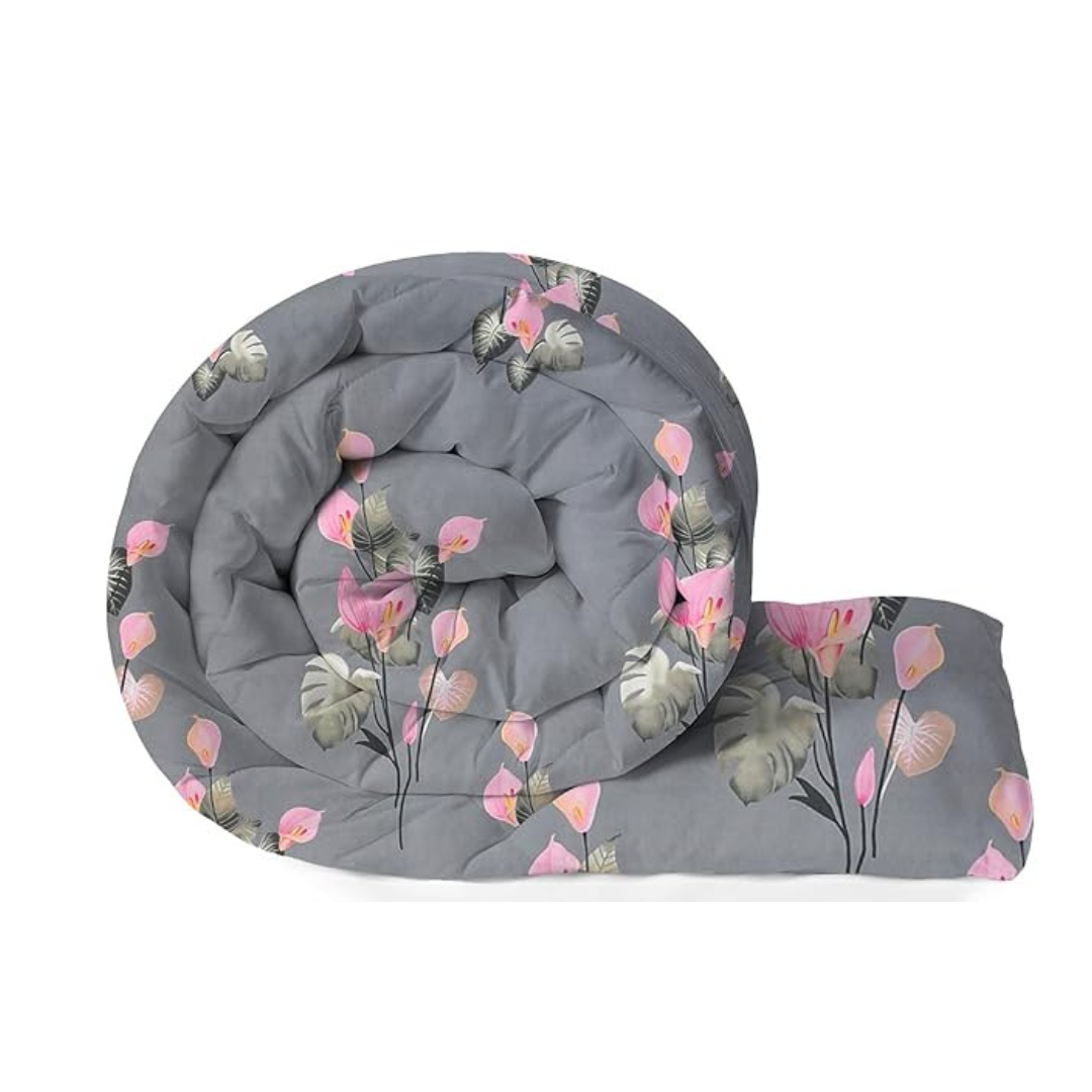 Bsb Home Super Soft Glace Cotton Microfiber 220 Gsm Ac Comforter Double Bed Blanket 90x95 Inch Grey