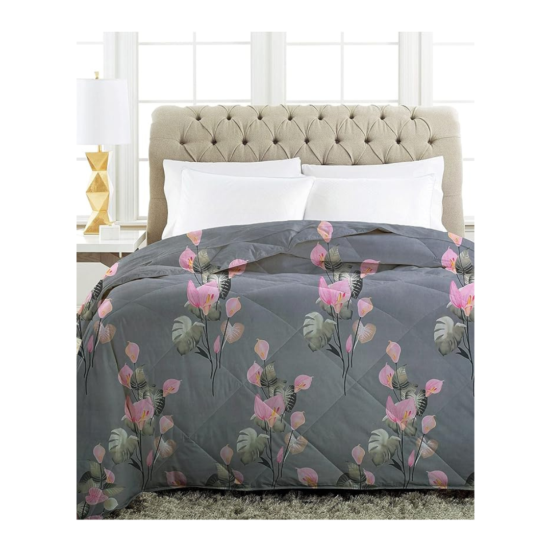 Bsb Home Super Soft Glace Cotton Microfiber 220 Gsm Ac Comforter Double Bed Blanket 90x95 Inch Grey