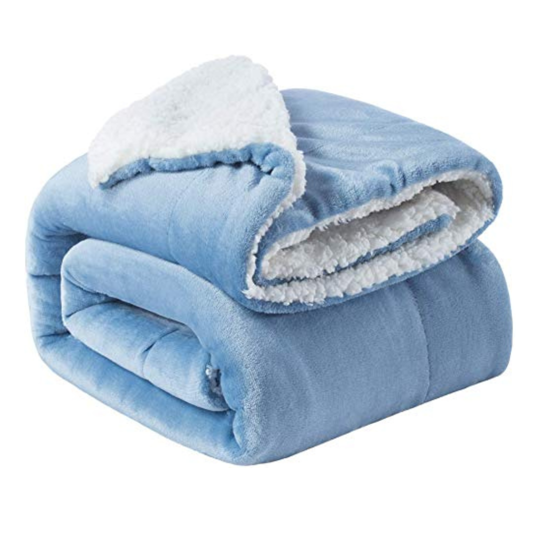 Bsb Home Polyester Micromink Warm Sherpa Super Soft Flannel Solid/plain Blanket 150 x 230 Cms (Approx 4.7 x 7 ft, Single)