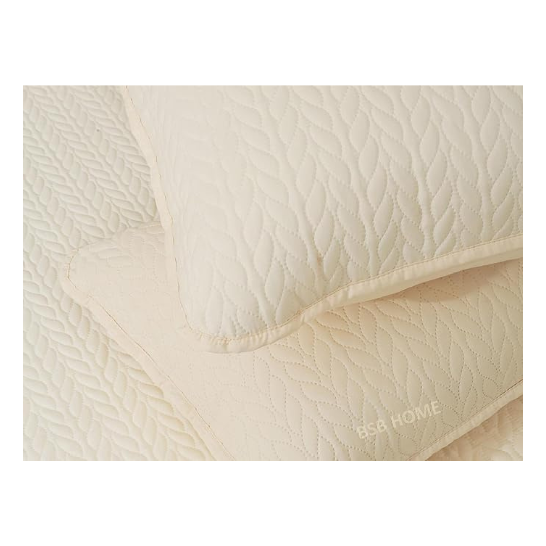Bsb Home Microfiber Ultrasonic 280 Tc Solid King Size Quilted Bedsheet With 2 Pillow Covers Luxurious, Beige 90X100 Inches, 254X228 Cm)