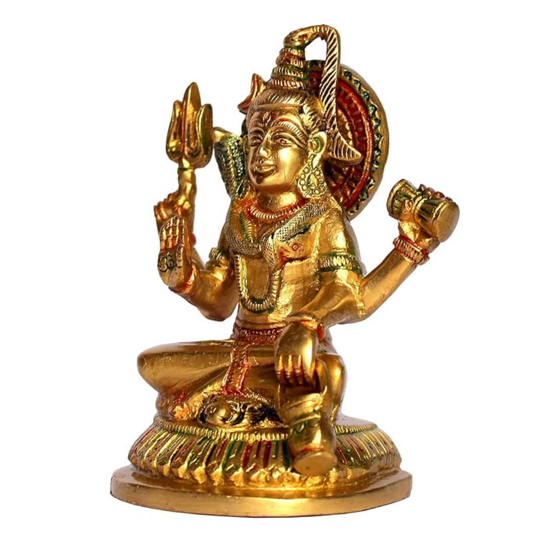 StonKraft Brass Shiv Family, 11 x 7 x 13 cm, Golden