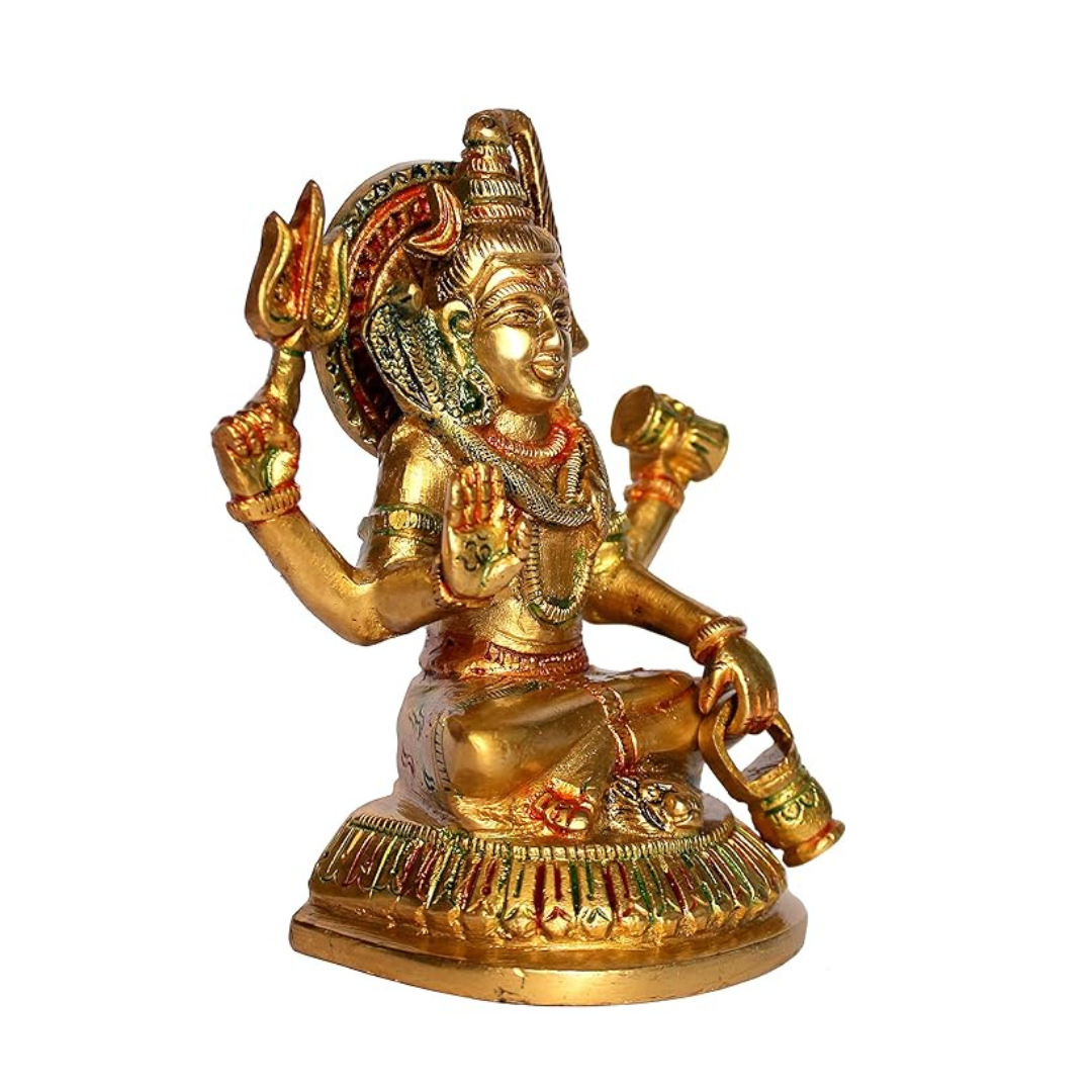 StonKraft Brass Shiv Family, 11 x 7 x 13 cm, Golden