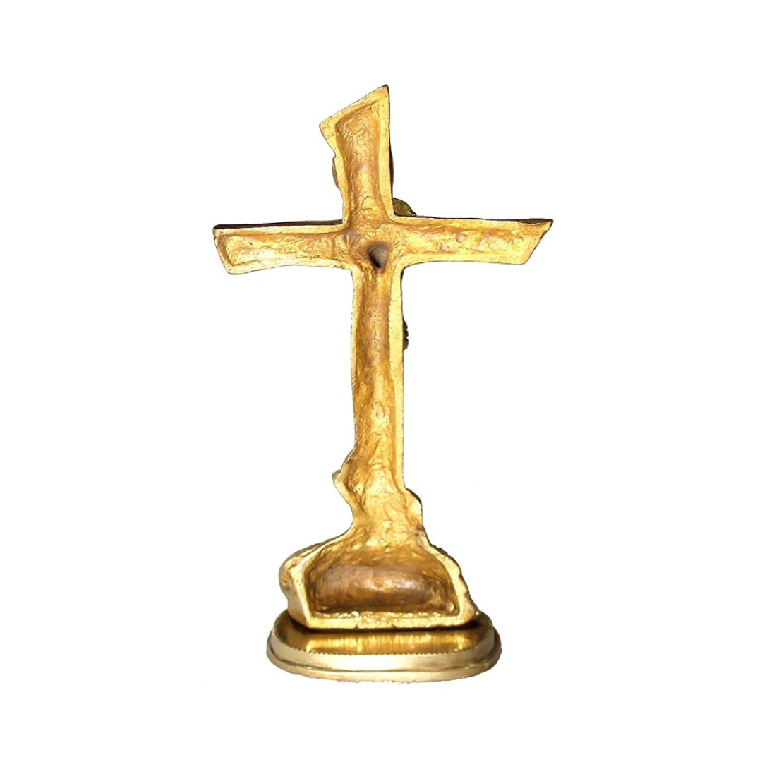 StonKraft Brass Jesus Christ Cross Statue, 8 x 4.5 x 2.5 Inch, Multicolour
