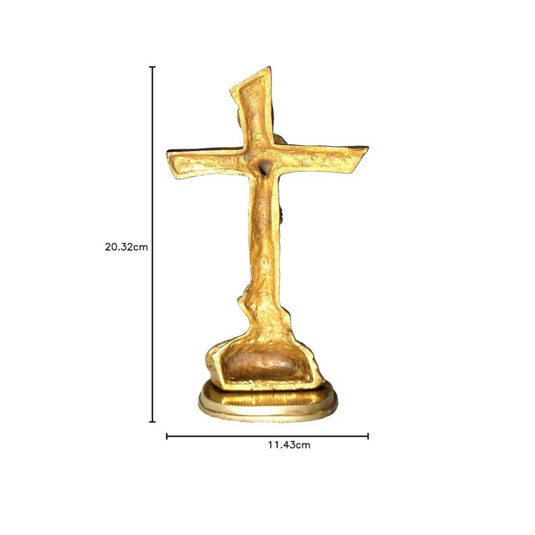 StonKraft Brass Jesus Christ Cross Statue, 8 x 4.5 x 2.5 Inch, Multicolour