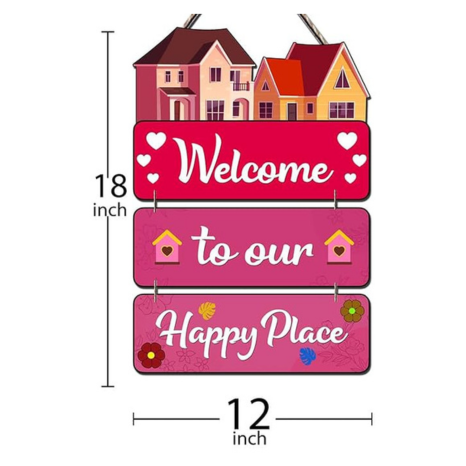 Angel Infinite Welcome To Our Happy Place Wooden Wall Hanging For Home Decor (Design4)
