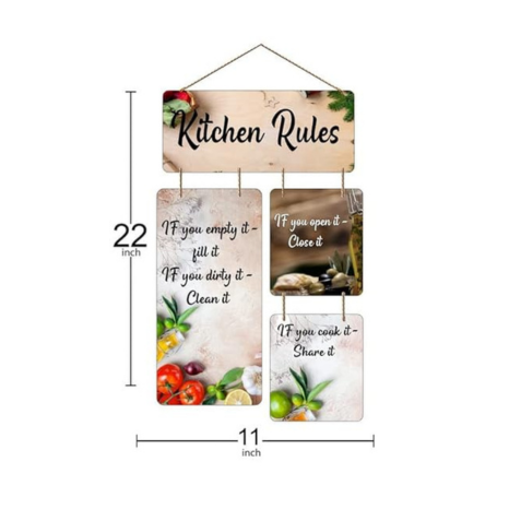 Angel Infinite Kitchen Rules Wooden Hanging Wall Art Decoration Hanger For Home Decor Items