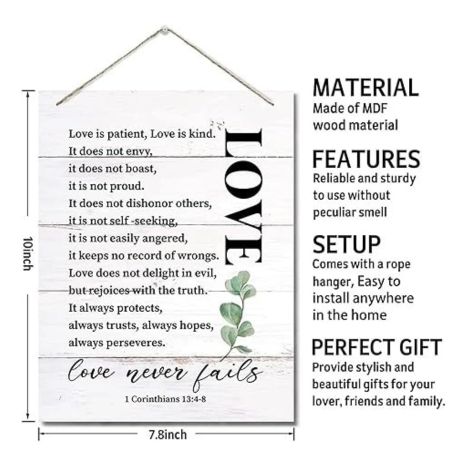 Angel Infinite Wooden Bible Verse Printed Wall Hanging Decoration Wall Art Hanger For Home