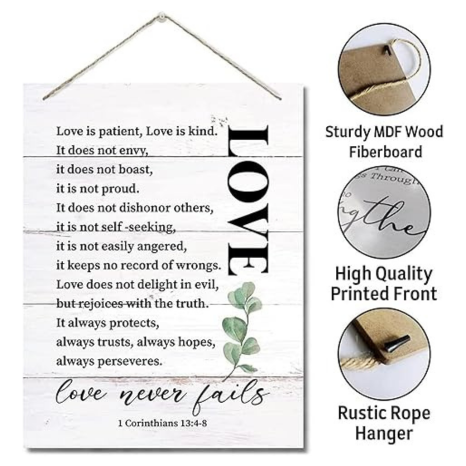 Angel Infinite Wooden Bible Verse Printed Wall Hanging Decoration Wall Art Hanger For Home