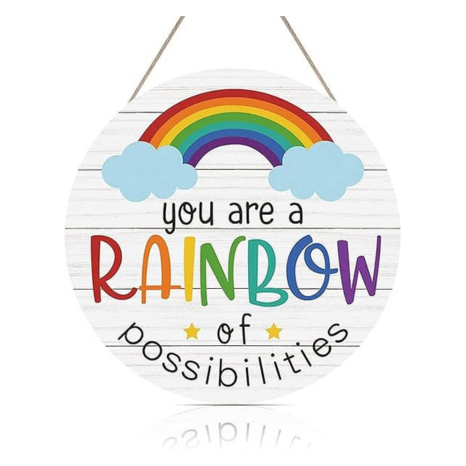 Angel Infinite Rainbow Design Wooden Wall Hanging Inspirational Wall Art For Home (Multicolor)