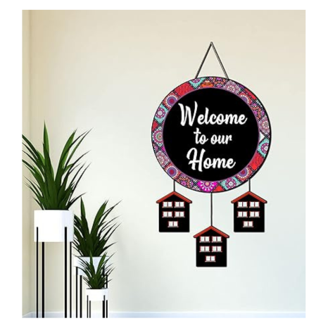 Angel Infinte Welcome To Our Home Quote Wooden Wall Hanging For Home Decor (Design14)