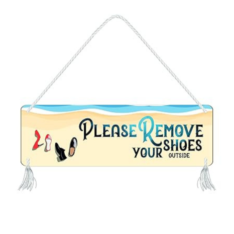Blue Finch Please Remove Your Shoes Outside Wall Or Front Door Hanging Sign Board For Door Hanging