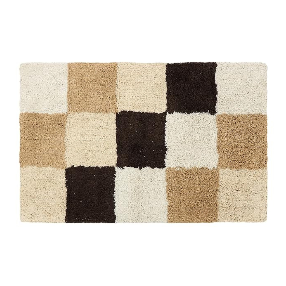 The Home Talk Cotton Bathmats Water Absorbent Runners Regular Striped Rugs Floor Mats