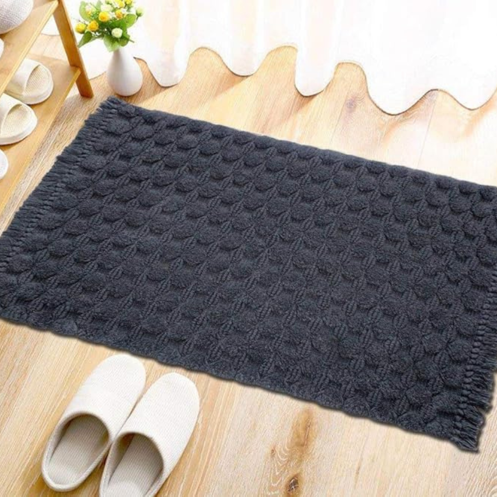 The Home Talk Cotton Bathmats Water Absorbent Runners Floor Mats Dark Grey