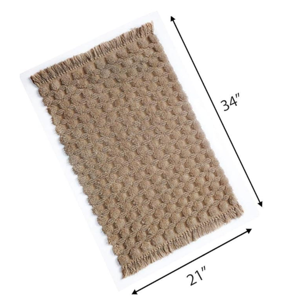 The Home Talk Cotton Bathmats Water Absorbent Runners Regular Striped Rugs Floor Mats Taupe