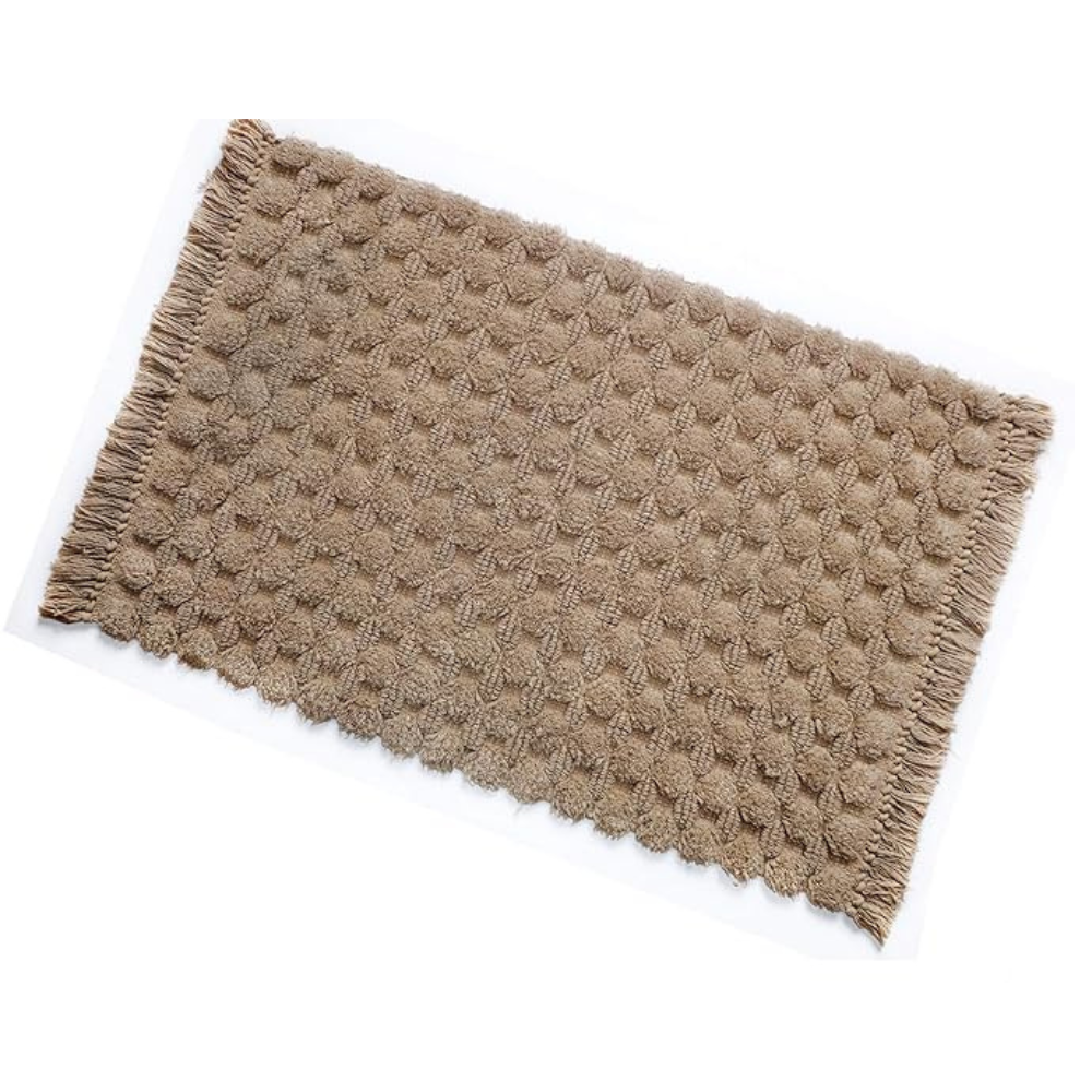 The Home Talk Cotton Bathmats Water Absorbent Runners Regular Striped Rugs Floor Mats Taupe