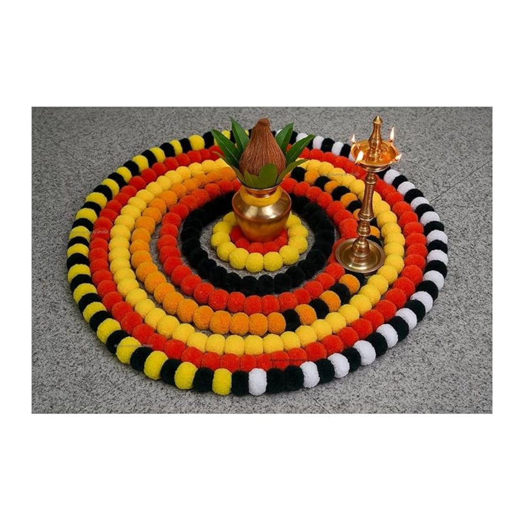 Artificial Marigold Fluffy Flowers Garlands for Decoration 5 Pieces