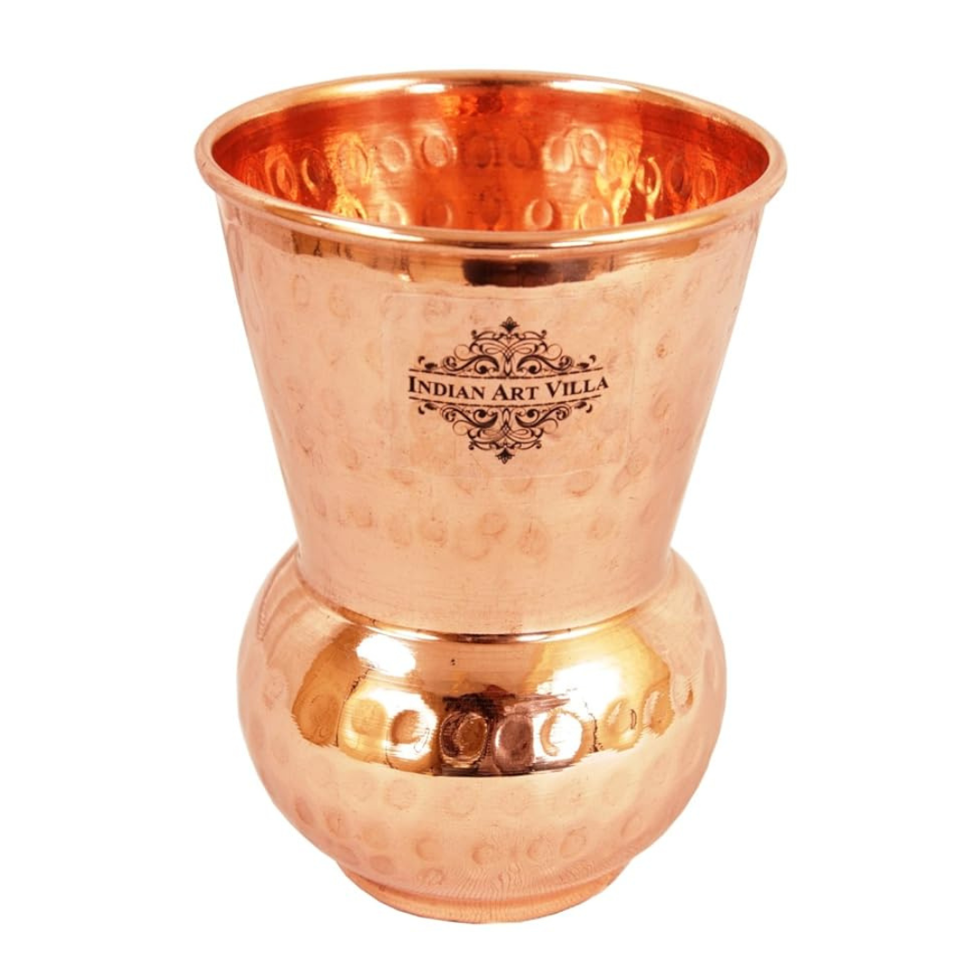 Indian Art Villa Copper Glass Tumbler Hammer Design