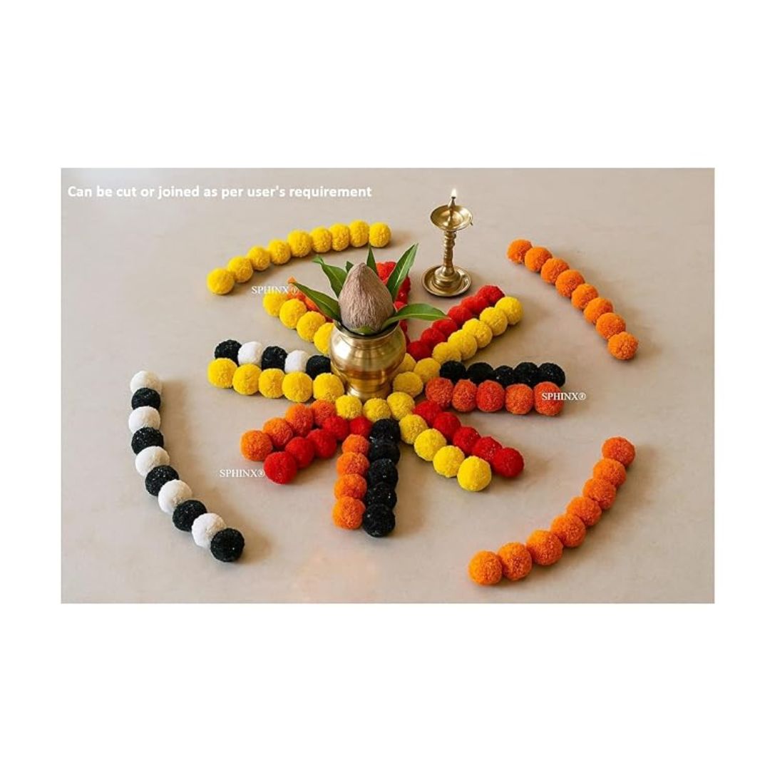 Artificial Marigold Fluffy Flowers Garlands for Decoration 5 Pieces