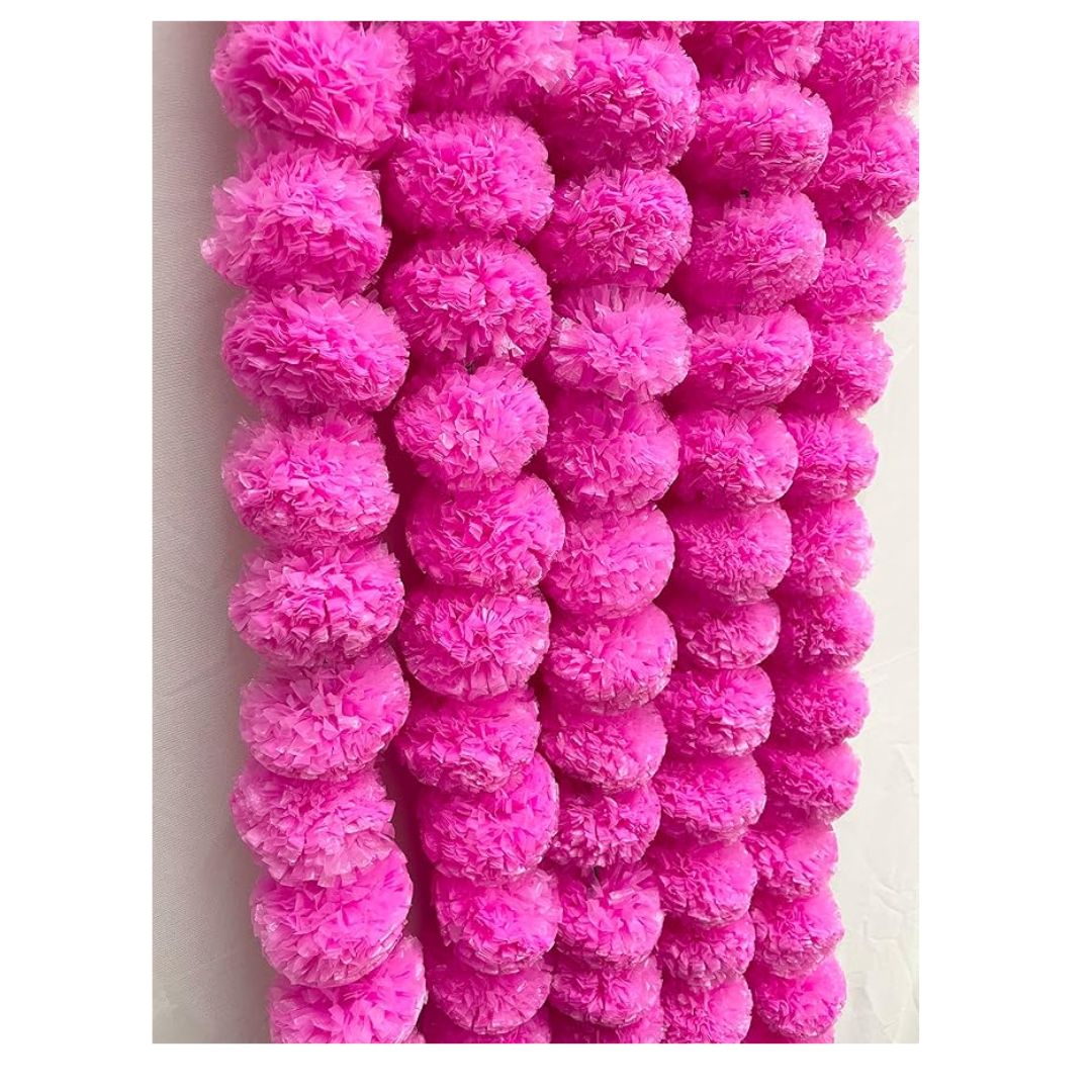 Artificial Marigold Fluffy Artificial Flower Garland Baby Pink