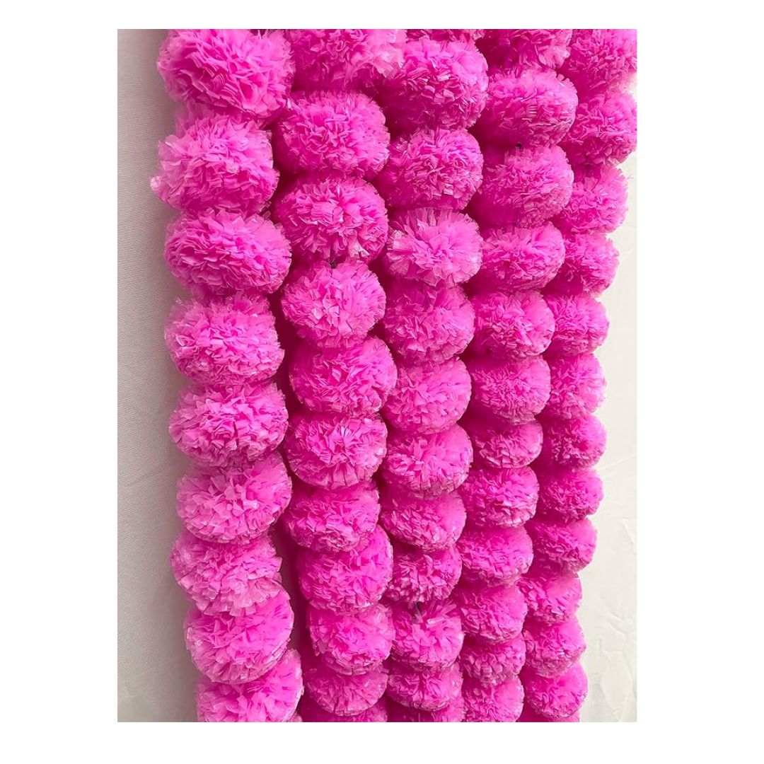 Artificial Marigold Fluffy Artificial Flower Garland Baby Pink
