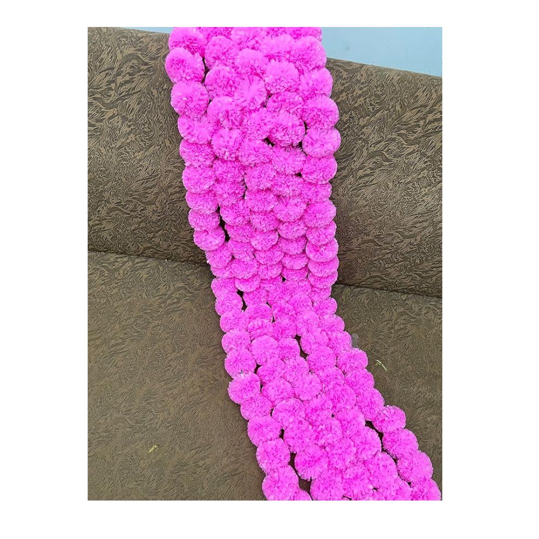 Artificial Marigold Fluffy Artificial Flower Garland Baby Pink