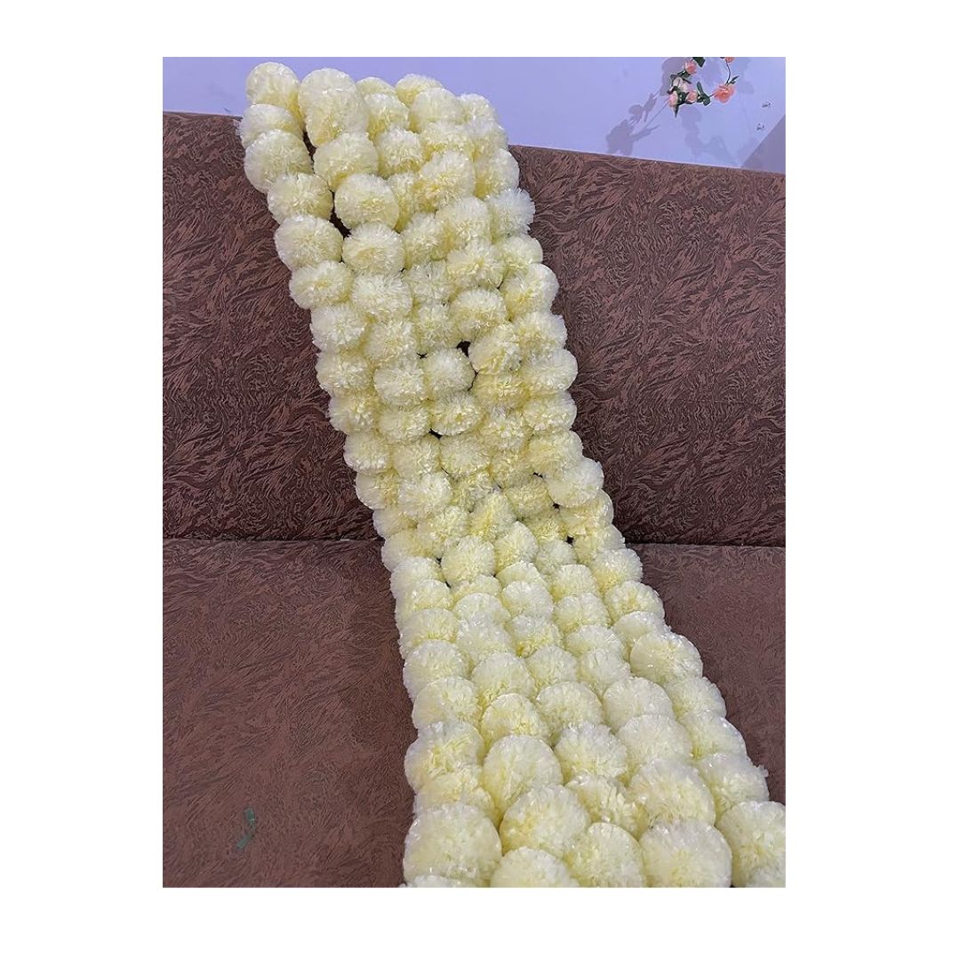 SPHINX Artificial Marigold Fluffy Flower Garlands Cream 5 Pieces