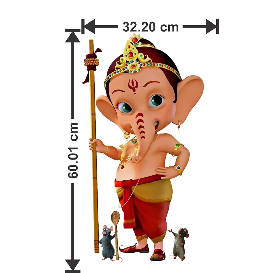 RNG PVC Vinyl God Bal Ganesha Wall Stickers 60 X 32.24 cm