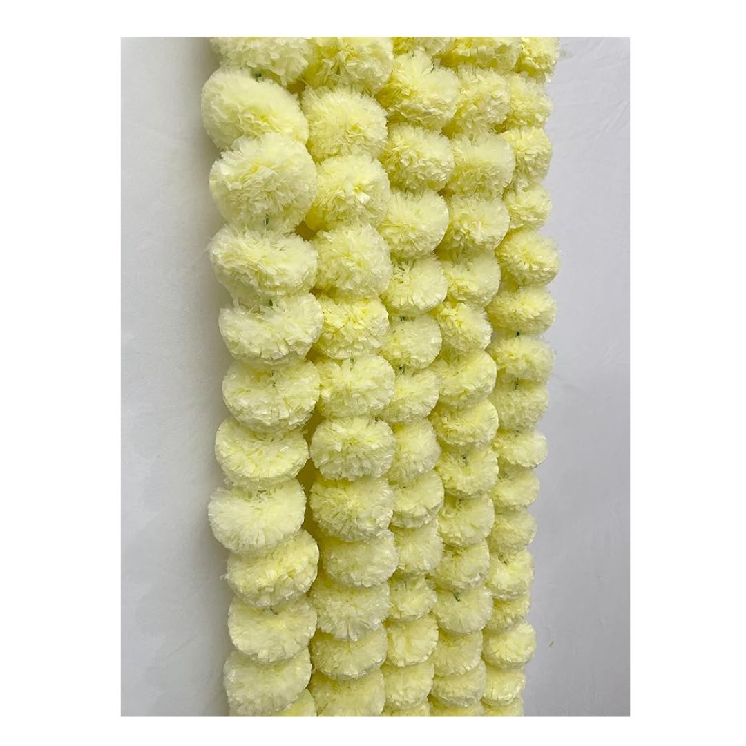 SPHINX Artificial Marigold Fluffy Flower Garlands Cream 5 Pieces