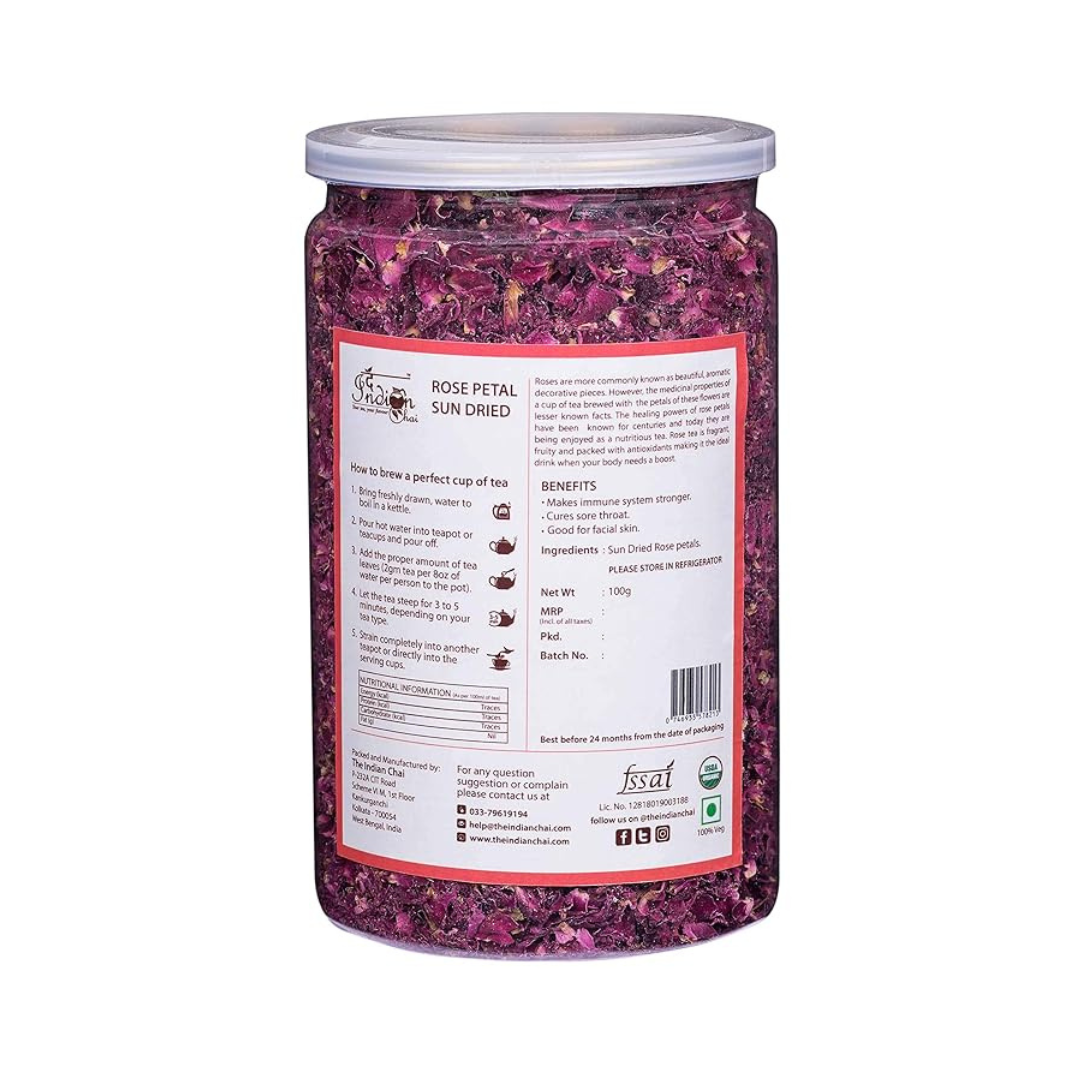 The Indian Chai - Rose Petals Sun Dried - 100 gms (Pack of 2)