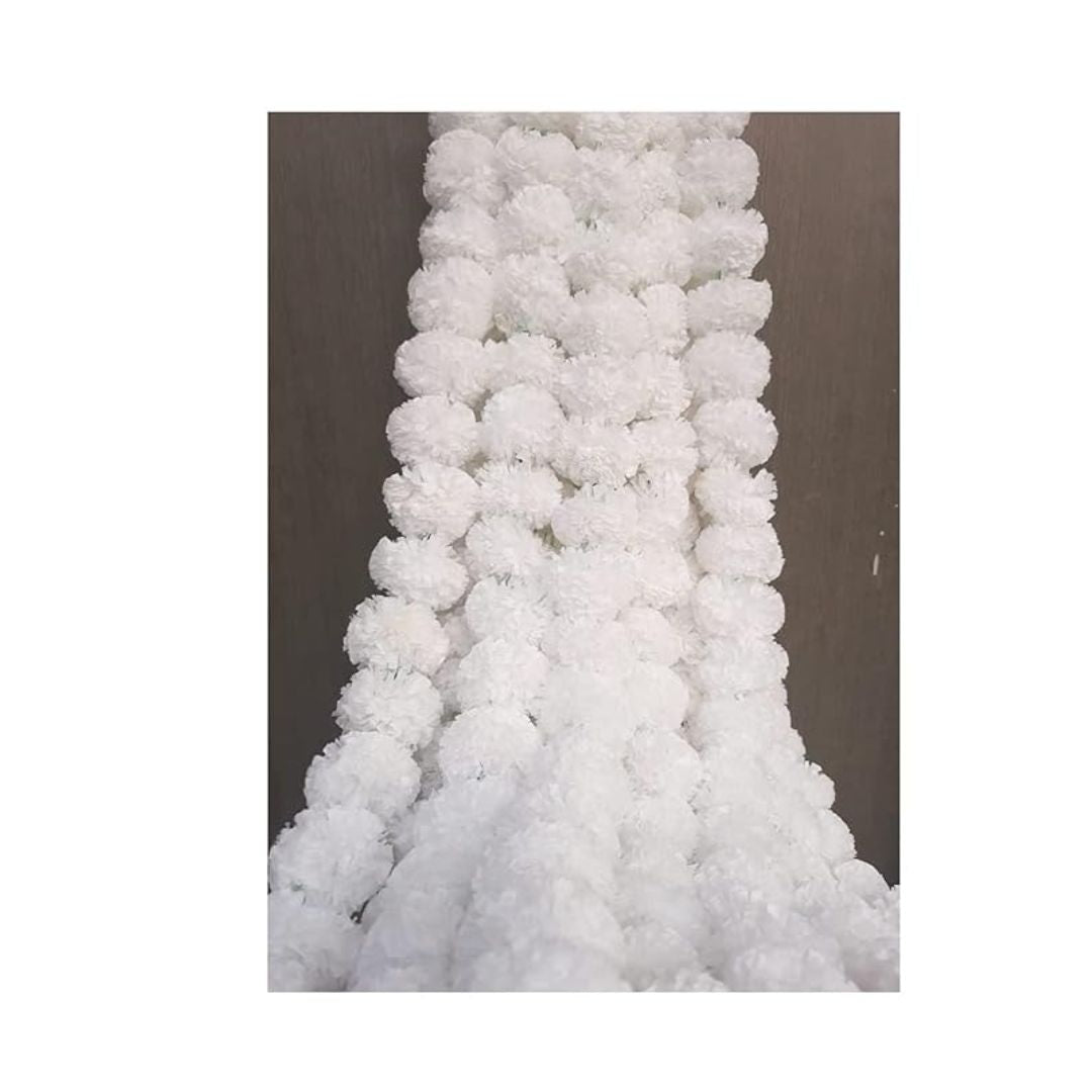 Artificial Marigold Fluffy Flowers Garlands Pack of 5 White