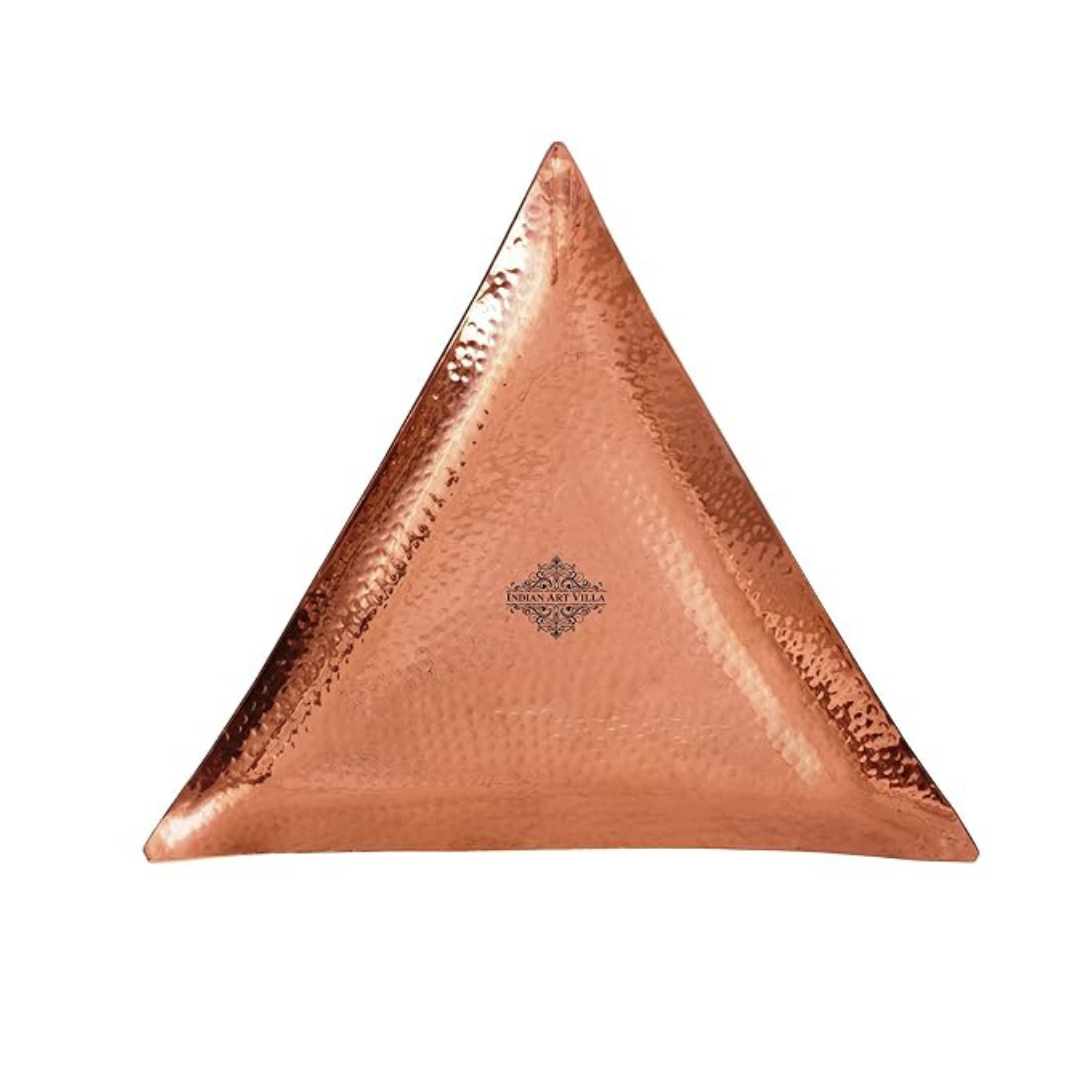 Indian Art Villa Hammered Copper Triangular Serving Tray Length 12.5