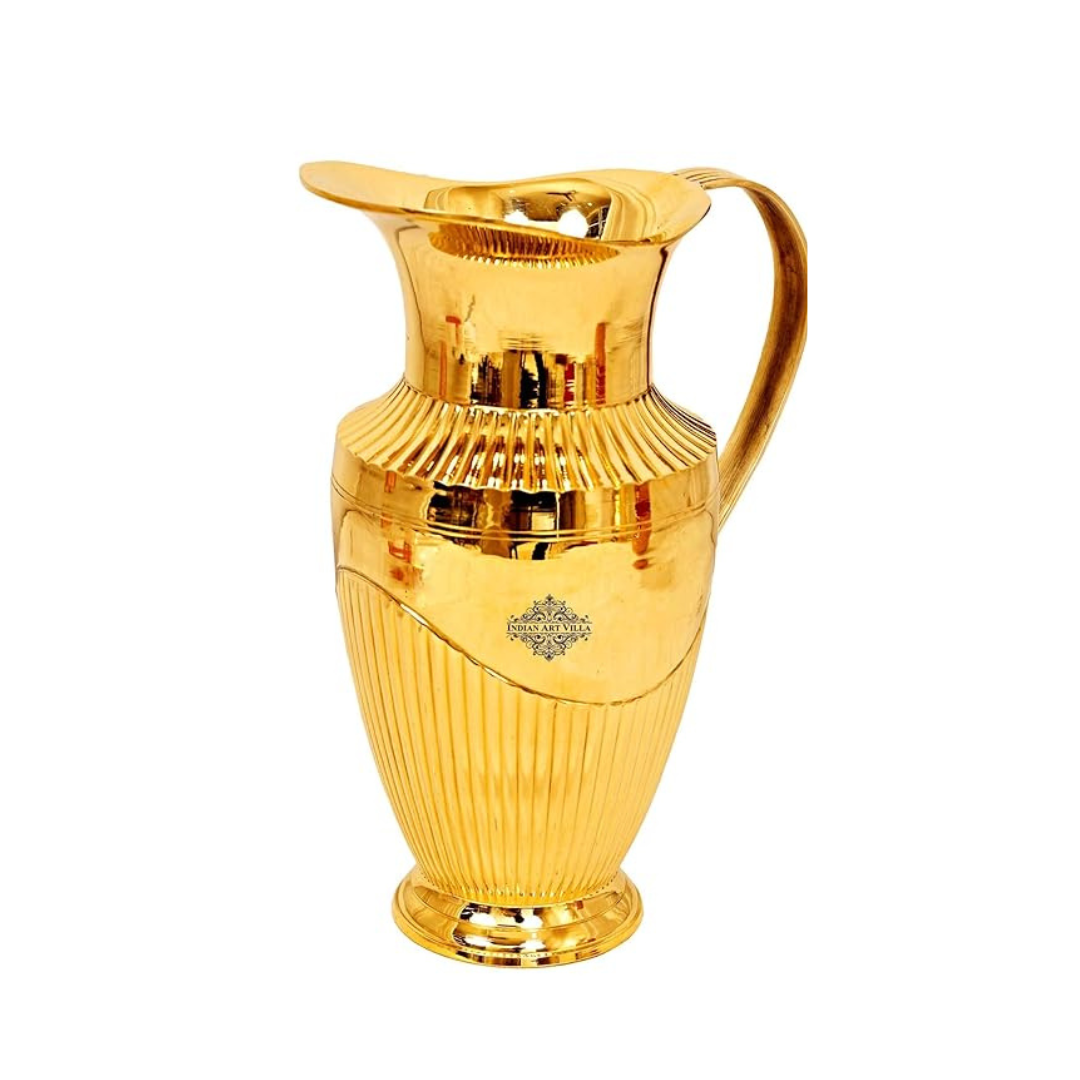 Indian Art Villa Brass Lining Design Jug Pitcher - 1290 gms