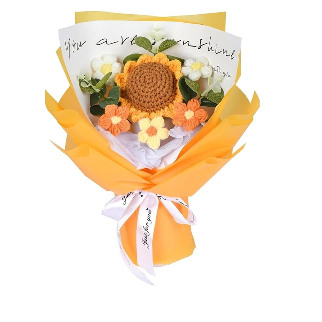 Artificial Crochet Flower Bouquet/Artificial Flowers Bunch Sunflower Daisy Bouquet