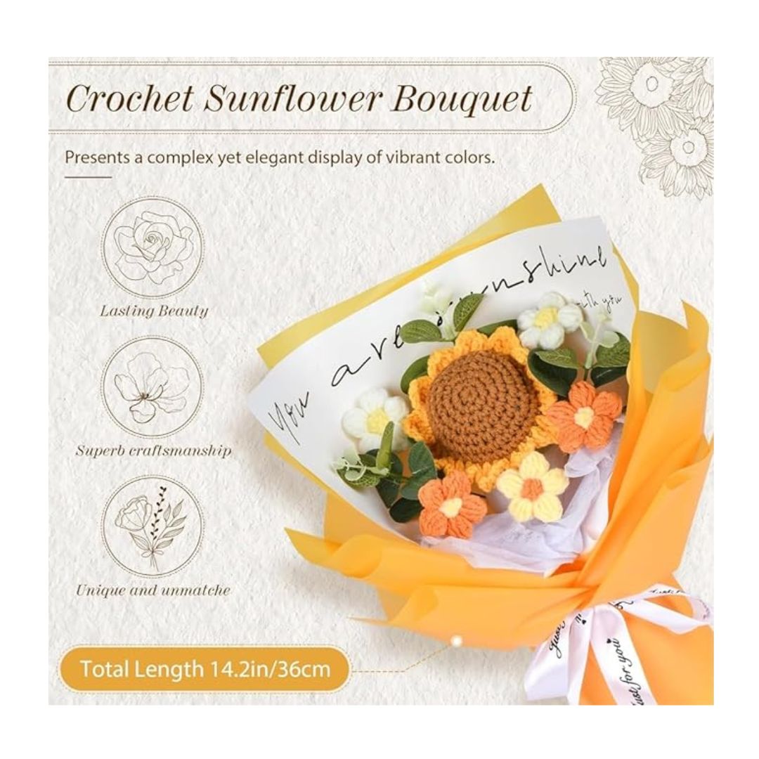 Artificial Crochet Flower Bouquet/Artificial Flowers Bunch Sunflower Daisy Bouquet