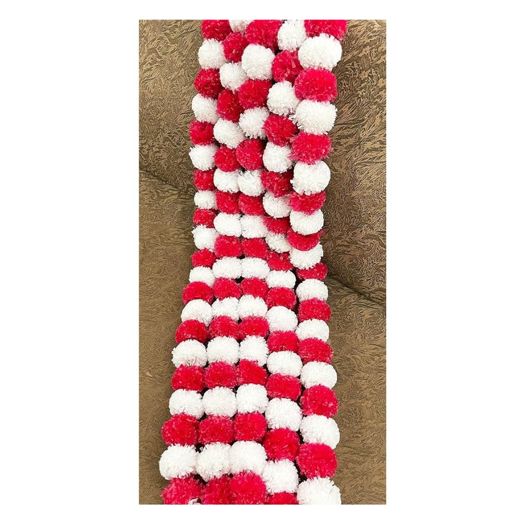 Artificial Marigold Flowers White and Red 5 Pieces