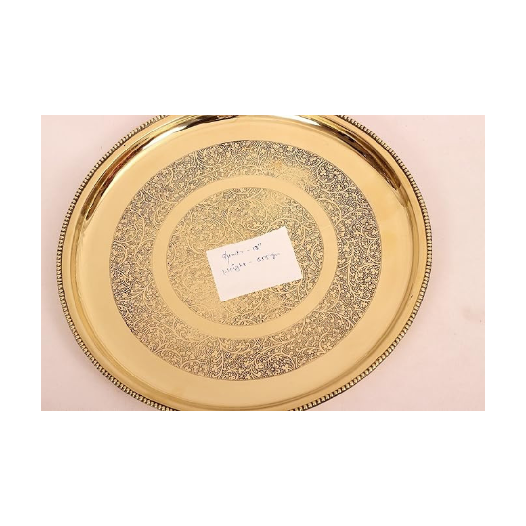 Indian Art Villa Brass Double Ring Floral Design Plate 13