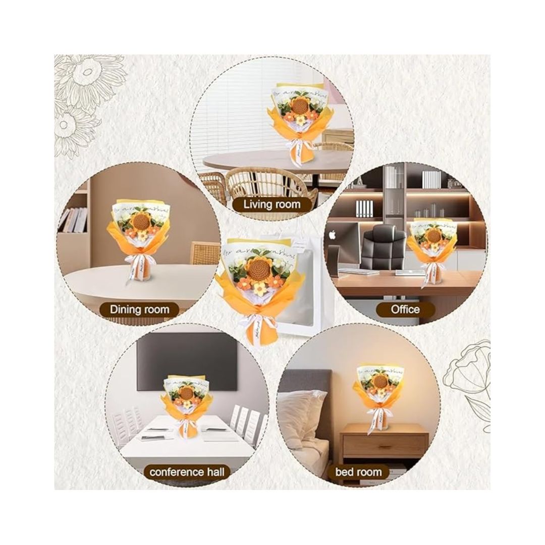 Artificial Crochet Flower Bouquet/Artificial Flowers Bunch Sunflower Daisy Bouquet