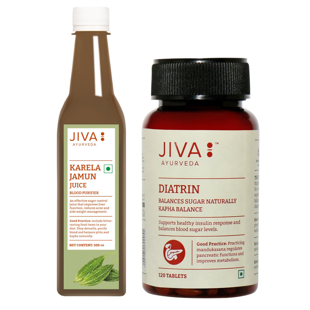 Jiva Ayurveda Karela Jamun Juice & Diatrin Tablets Combo