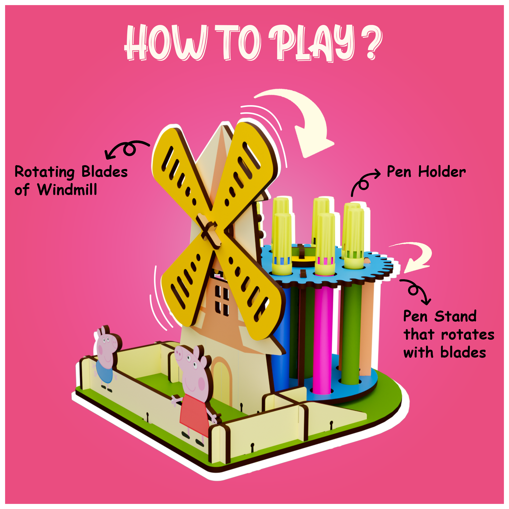 Peppa's DIY Windmill Pen Stand- Learn about Electricity