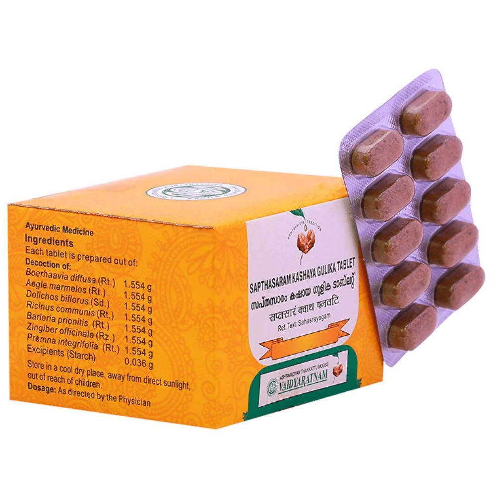 Vaidyaratnam Sapthasaram Kashaya Gulika Tablets - 100 Tabs