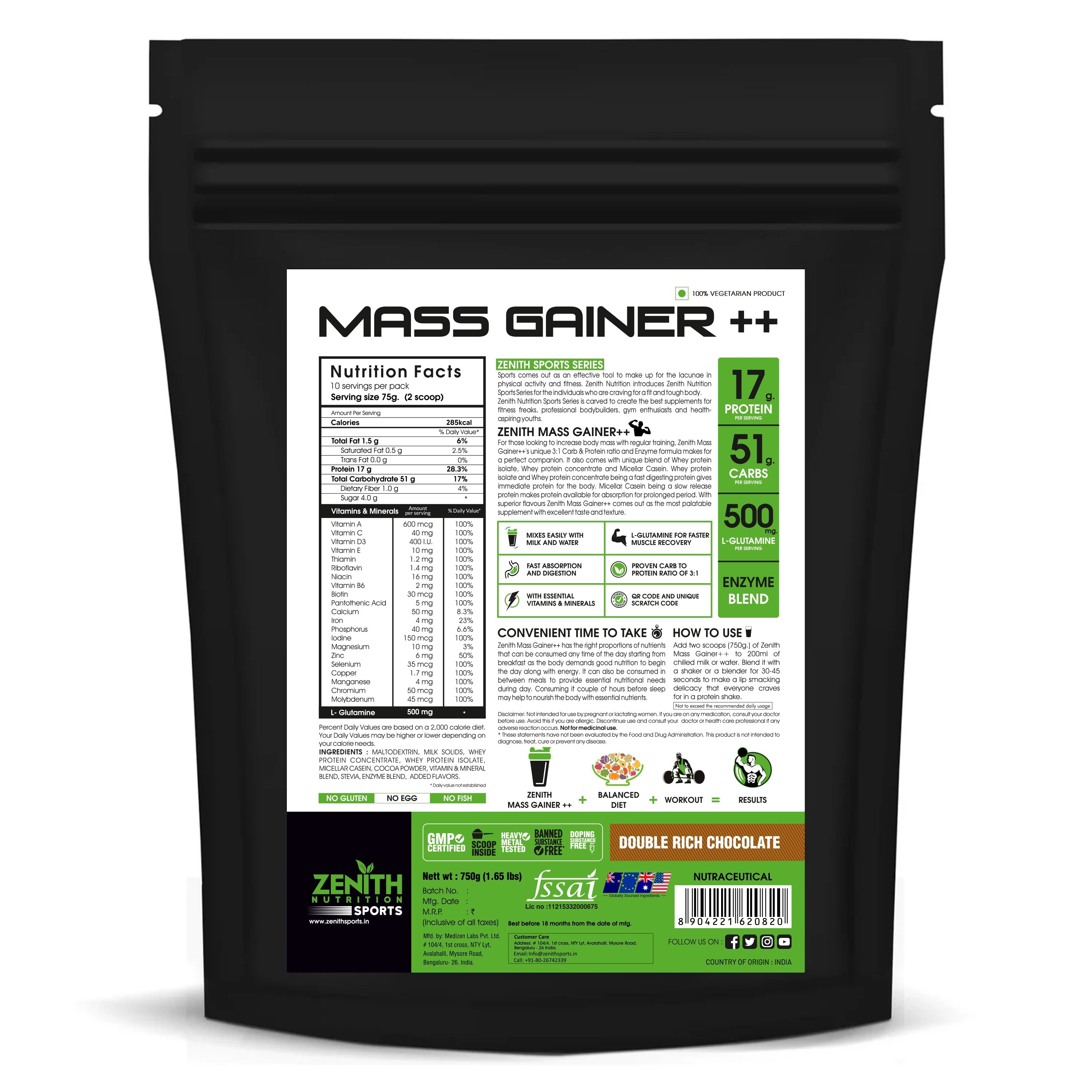 Zenith Sports Mass Gainer with Enzyme blend