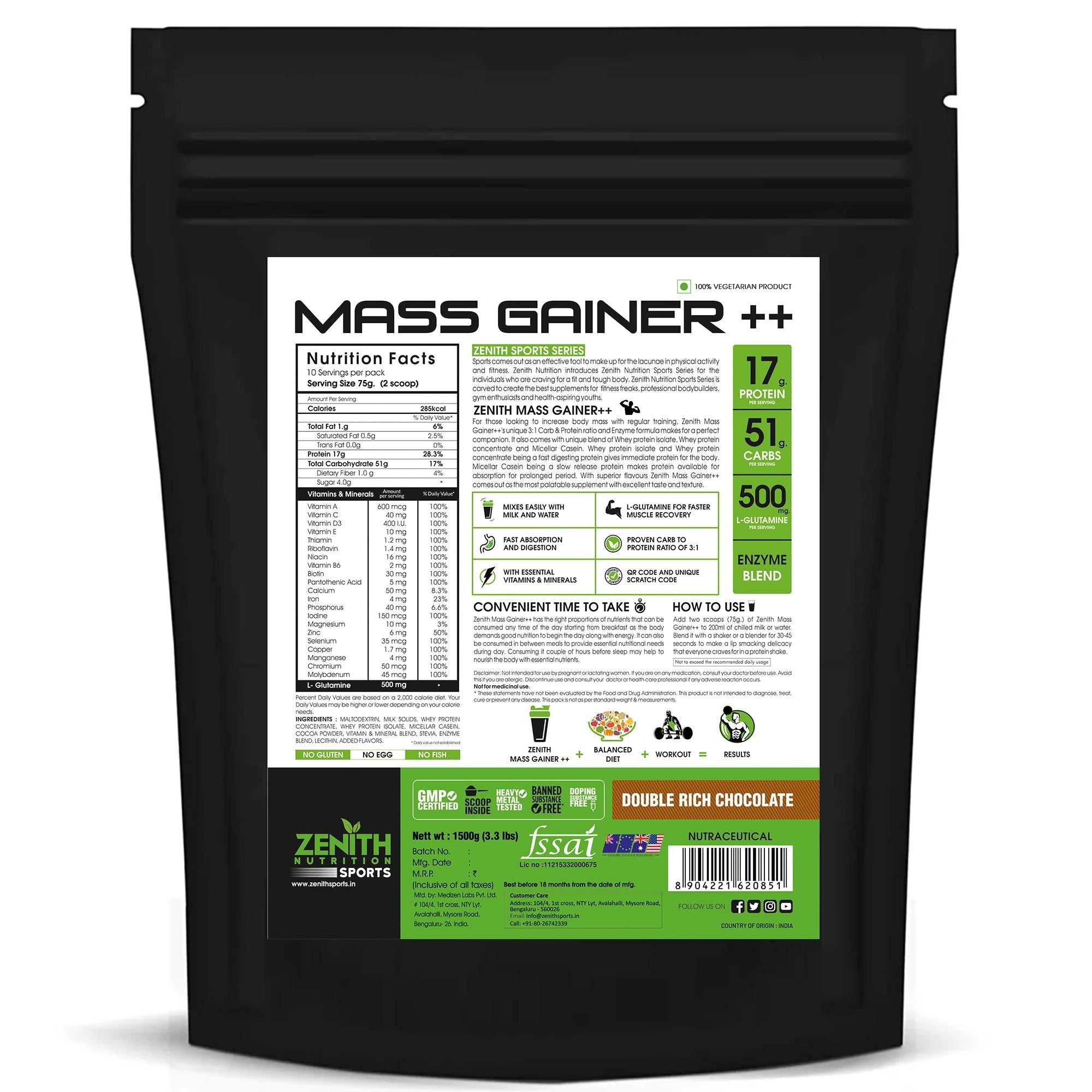 Zenith Sports Mass Gainer with Enzyme blend