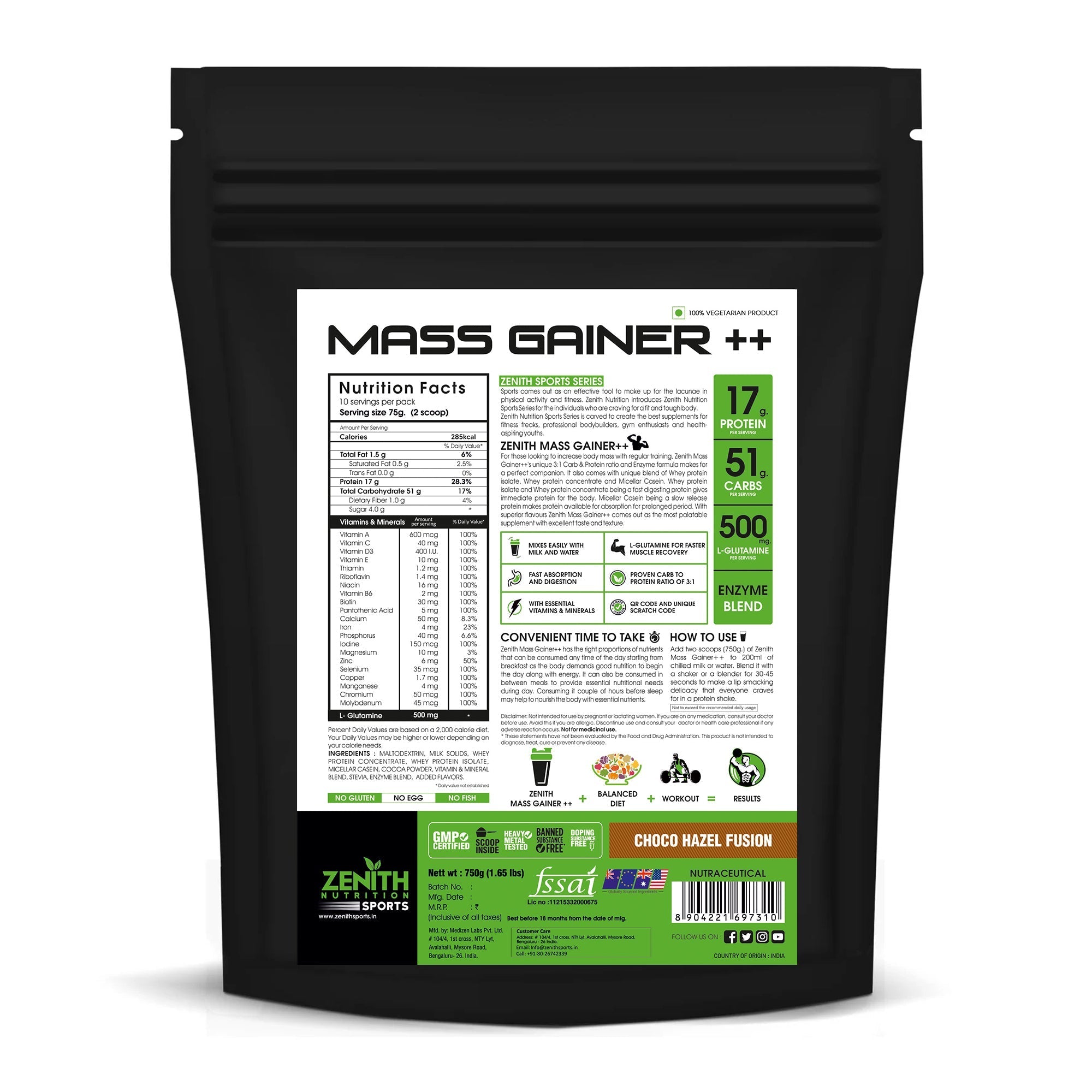 Zenith Sports Mass Gainer with Enzyme blend